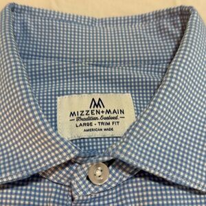 Mizzen+Main Light Blue Checkered Men's Shirt L